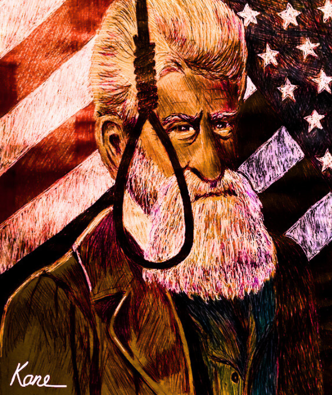 Illustration representing abolitionist John Brown, who was hanged by the U.S. government.