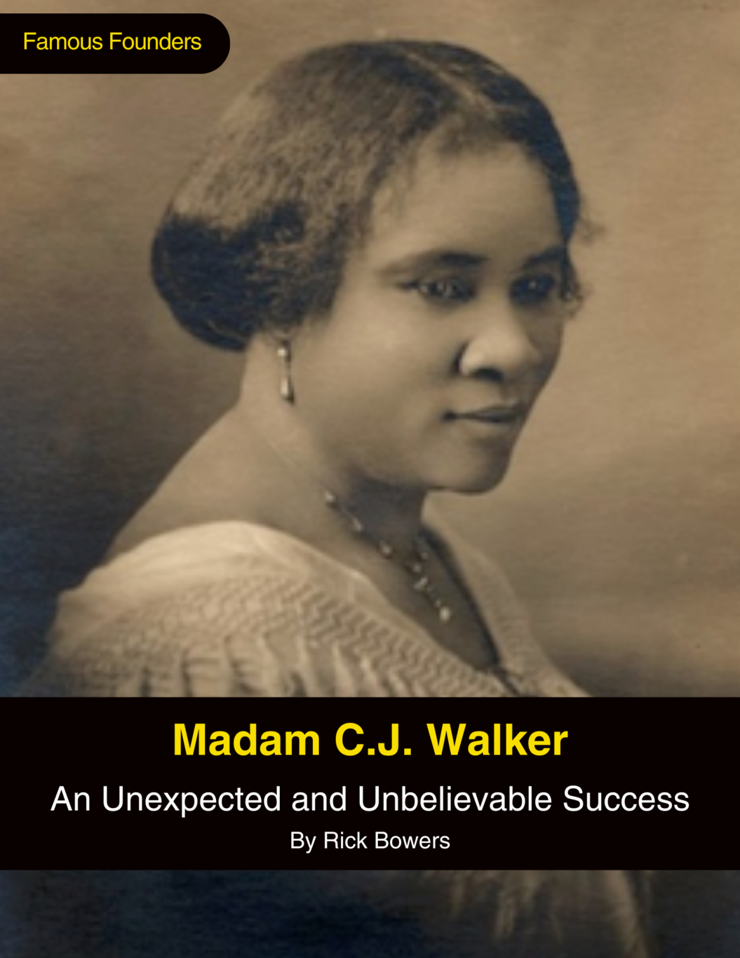 Cover page for Madam C.J. Walker article with a historical picture of Madam C.J. Walker.